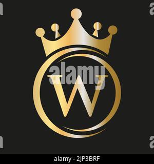 Logo mit dem Buchstaben W Crown. Royal Crown Logo für Spa, Yoga, Schönheit, Mode, Star, Elegantes, Luxuriöses Schild Stock Vektor