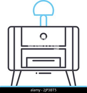 Symbol für die Linie des Betttisches, Umrisssymbol, Vektordarstellung, Konzeptzeichen Stock Vektor