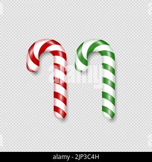 Weihnachtsbonbon, isoliert auf transparentem Hintergrund. Urlaub Weihnachten Dekoration Design Elemente, süße traditionelle Geschenk. 3D Vektorgrafik Stock Vektor