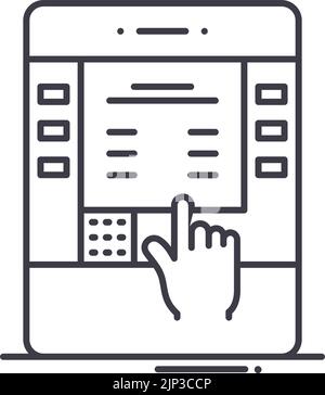 Automatische Geldautomat Linie Symbol, Umrisssymbol, Vektor-Illustration, Konzept Zeichen Stock Vektor