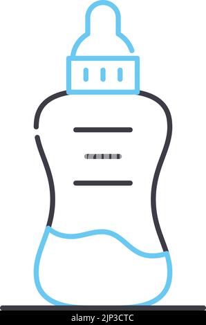 Symbol für die Linie der Babymilchflasche, Umrisssymbol, Vektordarstellung, Konzeptzeichen Stock Vektor