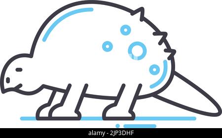 Tier Glyptodon Linie Symbol, Umriss Symbol, Vektor-Illustration, Konzept Zeichen Stock Vektor