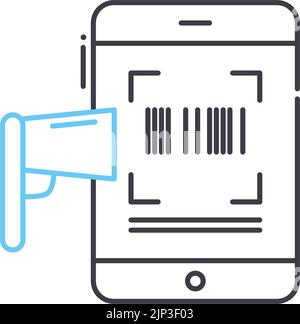 Strichcode-Scan-Symbol, Umrisssymbol, Vektordarstellung, Konzeptschild Stock Vektor