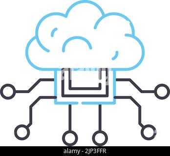 Liniensymbol für künstliche Intelligenz, Umrisssymbol, Vektordarstellung, Konzeptzeichen Stock Vektor