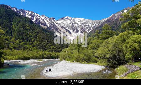 Die wunderschöne Landschaft des Kamikochi Resorts in den nordjapanischen Alpen der Präfektur Nagano Stockfoto
