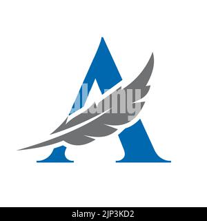 Schreiben Sie eine Vektorvorlage für das „Feather Logo“. Gesetz Logo Vogel Feder Symbol Stock Vektor