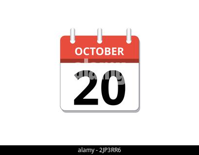 Oktober, 20. Kalender Symbol Vektor, Konzept von Zeitplan, Geschäft und Aufgaben Stock Vektor