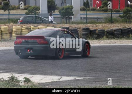 Der Kofferraum eines driftenden Custom japan schwarzen Autos Stockfoto