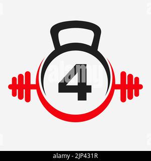 Letter 4 Fitness Logo Design . Sport Gym Logo Icon Design Vektor-Vorlage Stock Vektor