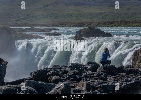 Insel ist ein Paradies für Fotografen. Wasserfälle sind fantastisch. Godafoss nimmt den Atem. Stockfoto