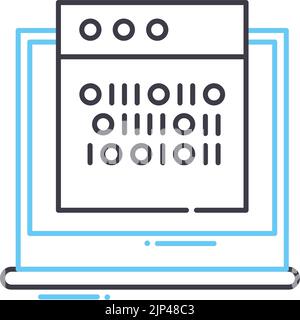 Symbol für binäre Codezeile, Umrisssymbol, Vektordarstellung, Konzeptzeichen Stock Vektor