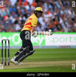 Birmingham, Großbritannien. 15. August 2022. Birmingham, August 15. 2022 Rockets bat während der Hundert Birmingham Phoenix vs Trent Rockets - Double Bill Women & Men Games (Karl W Newton/SPP) Credit: SPP Sport Press Photo. /Alamy Live News Stockfoto