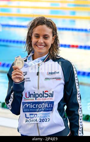 Rom, Italien. 15.. August 2022, Martina Carraro (ITA) während der Schwimmeuropameisterschaften Rom 2022 im Foro Italico am 15. August 2022. Stockfoto