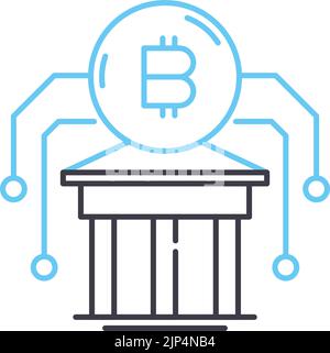 Blockchain-Bankliniensymbol, Umrisssymbol, Vektordarstellung, Konzeptzeichen Stock Vektor