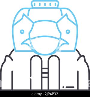 Astrounaut spacesuit Linie Symbol, Umriss Symbol, Vektor-Illustration, Konzept Zeichen Stock Vektor