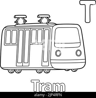 Tram Alphabet ABC Malseite T Stock Vektor