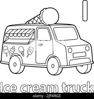 Ice Cream Truck Alphabet ABC Coloring Seite I Stock Vektor