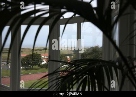 Trump Turnberry Hotel, Turnberry, Ayrshire, Schottland, Großbritannien. Blick von innen auf den Golfplatz Stockfoto