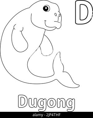 Dugong Alphabet ABC Färbung Seite D Stock Vektor