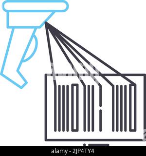 Strichcode-Scanner-Zeilensymbol, Umrisssymbol, Vektordarstellung, Konzeptschild Stock Vektor