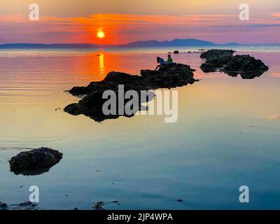 craig tara Strand ayrshire Blick über arran schottland . Stockfoto