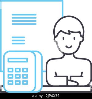 Buchhalter-Liniensymbol, Umrisssymbol, Vektordarstellung, Konzeptzeichen Stock Vektor