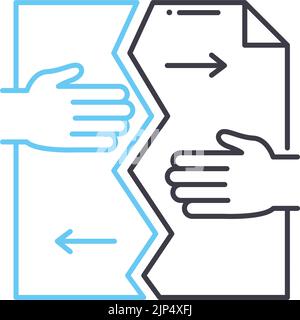 Symbol für Vertragsbruch, Umrisssymbol, Vektordarstellung, Konzeptzeichen Stock Vektor