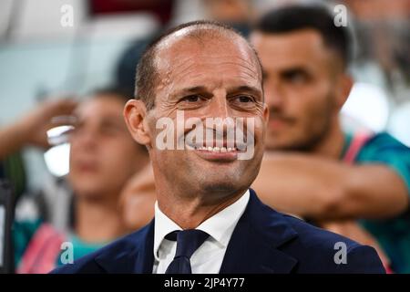 Turin, Italia - 15/08/2022, Foto Marco Alpozzi/LaPresse 15 Agosto 2022 - Turin, Italia - Sport, calcio - Juventus vs Sassuolo - Campionato italiano di calcio Serie A Tim 2022/2023 - Juventus Stadium. Nella foto: Massimiliano Allegri (Juventus F.C.); 15. August 2022 Turin, Italien - Sport, calcio - Juventus vs Sassuolo - Italienische Serie A Fußballmeisterschaft 2022/2023 - Juventus Stadium. Im Bild: Massimiliano Allegri (Juventus F.C.); Stockfoto