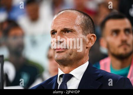 Turin, Italia - 15/08/2022, Foto Marco Alpozzi/LaPresse 15 Agosto 2022 - Turin, Italia - Sport, calcio - Juventus vs Sassuolo - Campionato italiano di calcio Serie A Tim 2022/2023 - Juventus Stadium. Nella foto: Massimiliano Allegri (Juventus F.C.); 15. August 2022 Turin, Italien - Sport, calcio - Juventus vs Sassuolo - Italienische Serie A Fußballmeisterschaft 2022/2023 - Juventus Stadium. Im Bild: Massimiliano Allegri (Juventus F.C.); Stockfoto