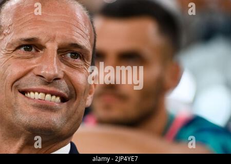 Turin, Italia - 15/08/2022, Foto Marco Alpozzi/LaPresse 15 Agosto 2022 - Turin, Italia - Sport, calcio - Juventus vs Sassuolo - Campionato italiano di calcio Serie A Tim 2022/2023 - Juventus Stadium. Nella foto: Massimiliano Allegri (Juventus F.C.); 15. August 2022 Turin, Italien - Sport, calcio - Juventus vs Sassuolo - Italienische Serie A Fußballmeisterschaft 2022/2023 - Juventus Stadium. Im Bild: Massimiliano Allegri (Juventus F.C.); Stockfoto