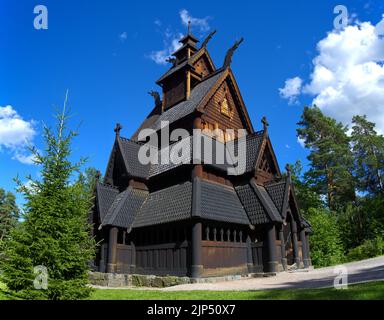 Holzkirche „Gol Stabes stavkyrkje“ in der Stadt Oslo in Norwegen Europa auf der Insel Stockfoto