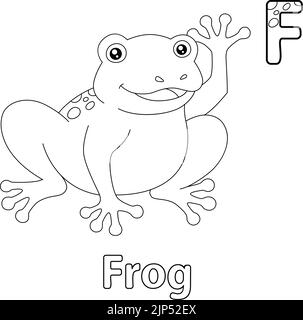 Frog Alphabet ABC Malvorlagen Seite F Stock Vektor