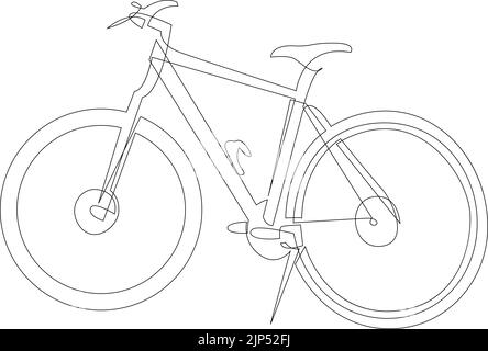 Kontinuierliche eine Linie Zeichnung von sportlichem Fahrrad oder Fahrrad. Vektorgrafik Stock Vektor