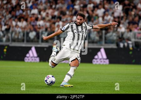 Turin, Italia - 15/08/2022, Foto Marco Alpozzi/LaPresse 15 Agosto 2022 - Turin, Italia - Sport, calcio - Juventus vs Sassuolo - Campionato italiano di calcio Serie A Tim 2022/2023 - Juventus Stadium. Nella foto:Manuel Locatelli (Juventus F.C.); 15. August 2022 Turin, Italien - Sport, calcio - Juventus vs Sassuolo - Italienische Serie A Fußballmeisterschaft 2022/2023 - Juventus Stadium. Im Bild: Manuel Locatelli (Juventus F.C.); Stockfoto