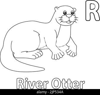 River Otter Alphabet ABC Färbung Seite R Stock Vektor