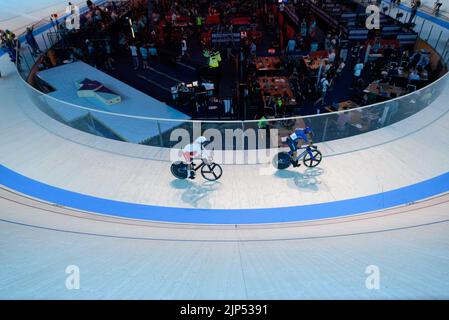 München, Deutschland. 15. August 2022. Radfahren/Bahn: Europameisterschaft, Blick in die Halle. Quelle: Sven Beyrich/dpa/Alamy Live News Stockfoto