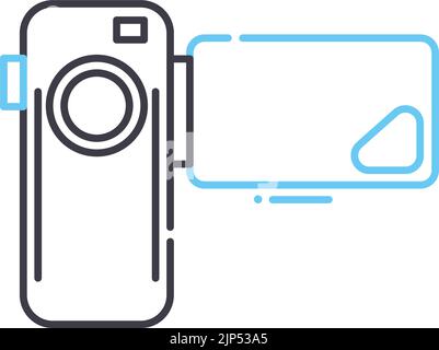 Liniensymbol der Filmkamera, Umrisssymbol, Vektordarstellung, Konzeptschild Stock Vektor