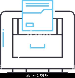 Liniensymbol für Dokumentenordner, Umrisssymbol, Vektordarstellung, Konzeptzeichen Stock Vektor