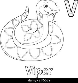 Viper Alphabet ABC Malvorlagen Seite V Stock Vektor