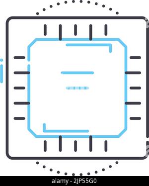 cpu-Liniensymbol, Umrisssymbol, Vektordarstellung, Konzeptzeichen Stock Vektor