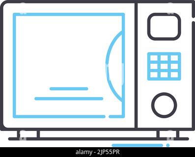Elektronisches Symbol für die Mikrowellenherde, Umrisssymbol, Vektordarstellung, Konzeptschild Stock Vektor