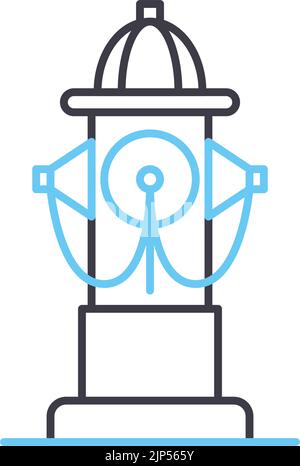 Symbol für die Hydrantenleitung, Umrisssymbol, Vektorgrafik, Konzeptschild Stock Vektor