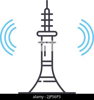 Symbol für die Linie des Kommunikationsturms, Umrisssymbol, Vektordarstellung, Konzeptschild Stock Vektor