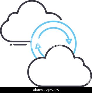 Cloud synchronisieren Liniensymbol, Umrisssymbol, Vektordarstellung, Konzeptzeichen Stock Vektor