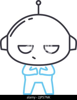 Emotionale Robotik-Linienikone, Umrisssymbol, Vektordarstellung, Konzeptzeichen Stock Vektor