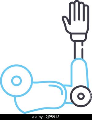 Cyber-Arm Prothese Linie Symbol, Umriss Symbol, Vektor-Illustration, Konzept Zeichen Stock Vektor
