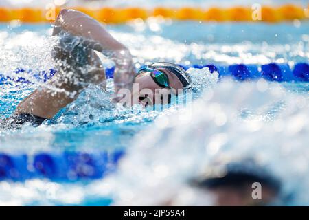 Rom, Italien, 15. August 2022. Der Belgier Alisee Pisane im Vorfeld des Freestyle Women-Rennens 1500m bei den Europameisterschaften im Schwimmen in Rom, Italien, Montag, 15. August 2022. Die Schwimmeuropameisterschaften 2022 finden vom 11. Bis 21. August statt. BELGA FOTO NIKOLA KRSTIC Stockfoto