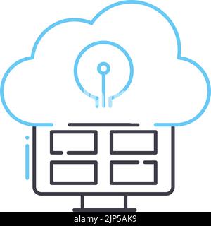 Liniensymbol des Rechenzentrums, Vektordarstellung, Umrisssymbol, Konzeptzeichen Stock Vektor
