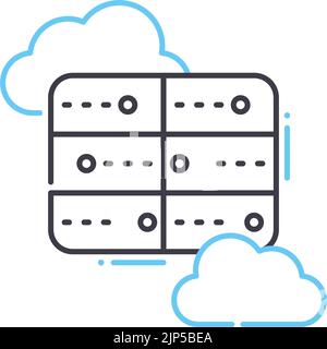 Datensynchronisierung Liniensymbol, Umrisssymbol, Vektordarstellung, Konzeptzeichen Stock Vektor