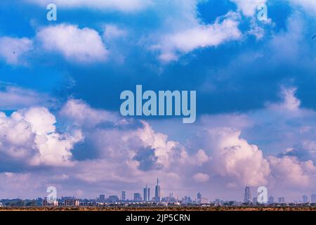 Nairobi City County Nationalpark Vögel Tiere Wildtiere Savanne Grasland Landschaften Panoramablick malerische Ausblicke magische Kenia Ostafrika Discovery Exp Stockfoto